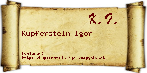 Kupferstein Igor névjegykártya